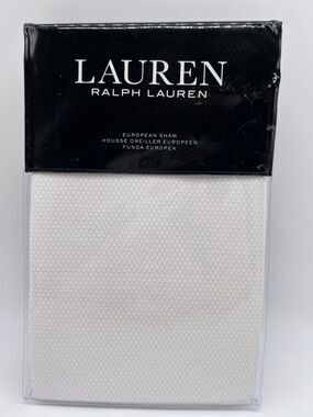 Ralph Lauren EDEN White/Blue Trim Pique EURO Sham 26x26 $135 NWT.,